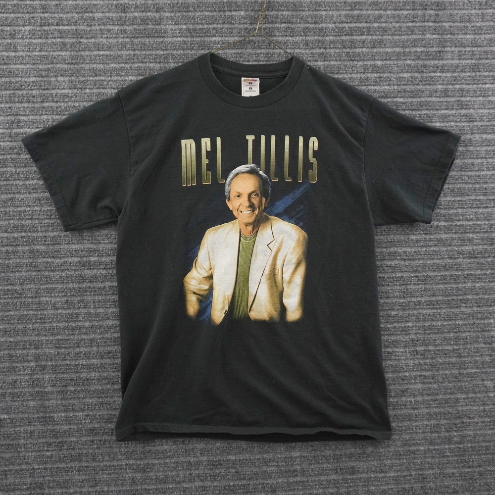 Vintage Mel Tillis Fruit of the Loom T-Shirt Men Large Black Country Graphic